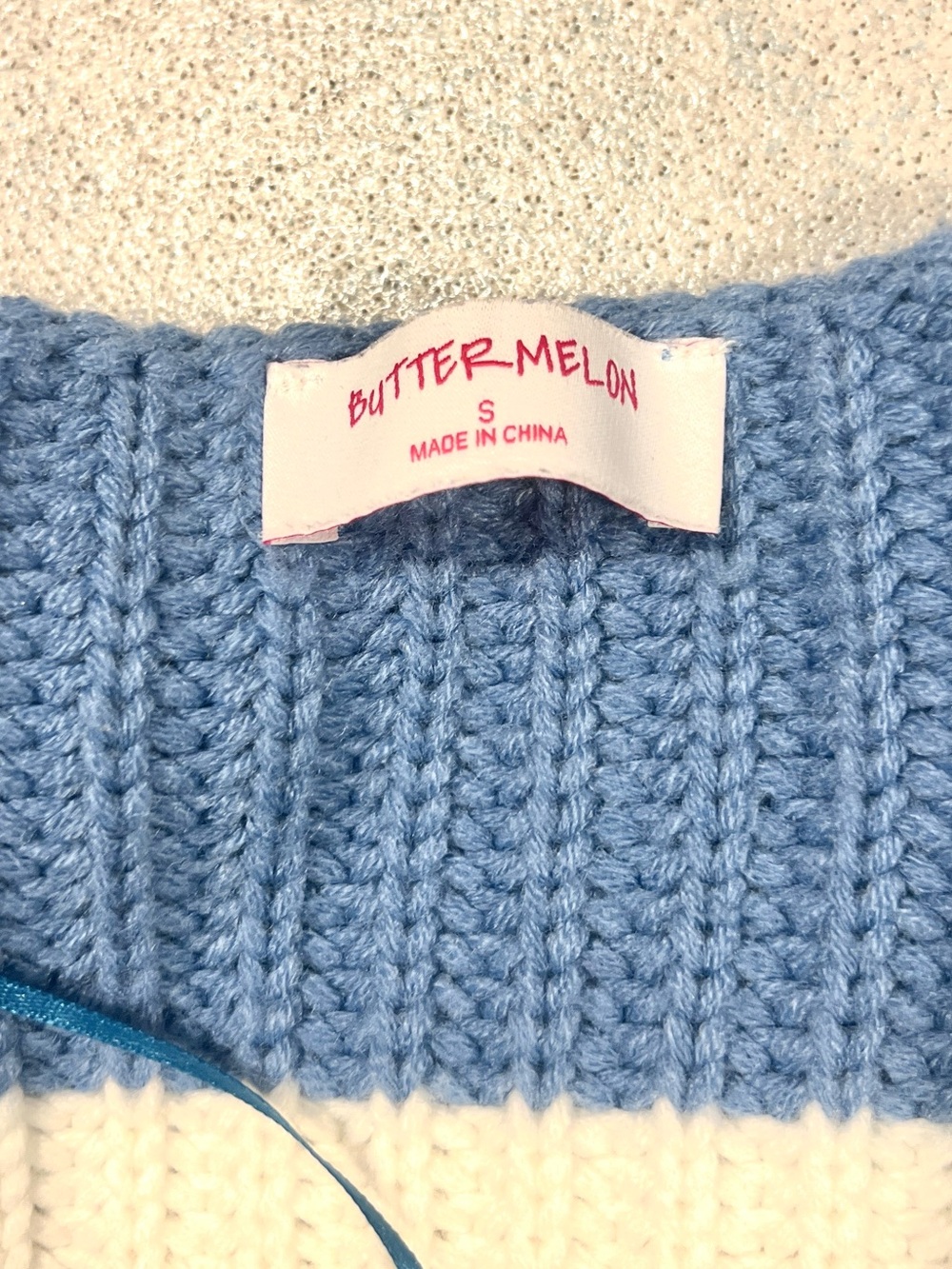 Buttermelon Roomy Striped Chunky Knit Oversized Cardigan Coastal Preppy,Size S - Picture 4 of 10